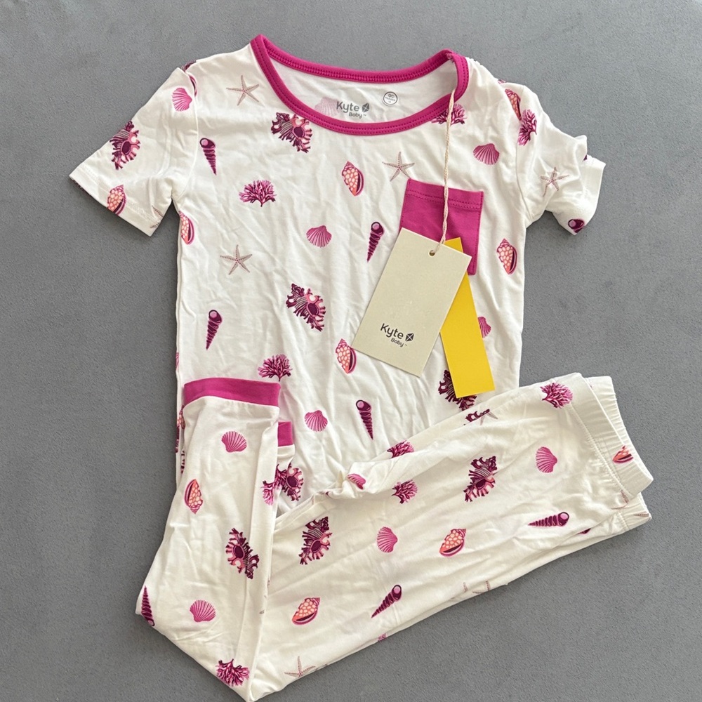Kyte Baby Pink and White Shell Kids Pajamas